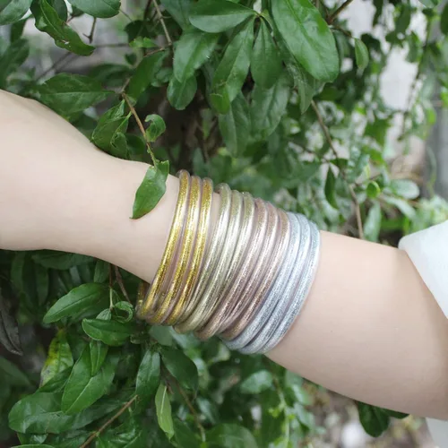 Vista 5 de Pulseras de purpurina con relleno de gelatina, ligeras y lindas pulseras de silicona, los mejores regalos para mujeres y niñas, cumpleaños, día