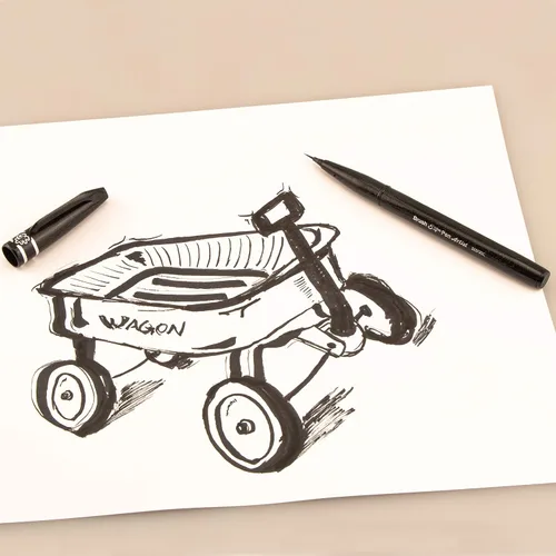 Vista 5 de Pentel Arts Sign Pen Micro Brush Gold & Silver Ink, paquete de 2 (SESF30BPXZ)