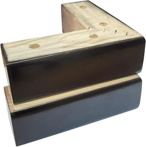 Vista 2 de Soporte de madera para sofá de cama de 2 pulgadas, patas de madera en forma de L, patas de sofá, patas de repuesto para sofá, patas de tocador, Negro