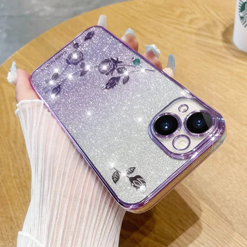 Vista 4 de Funda de teléfono con purpurina degradado para Xiaomi Mi 13 12 X S Ultra Pro de silicona suave brillante, protección precisa de lente con agujero