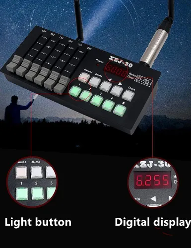 Vista 3 de Mini regulador programable 30CH de DMX512 con pilas 8-10hours para la iluminación de la etapa