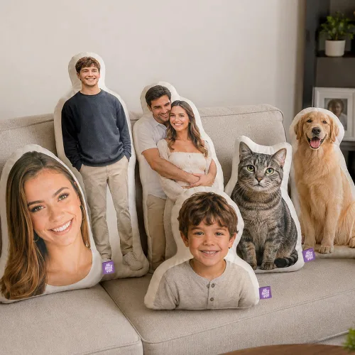 Vista 2 de Almohada personalizada All About Vibe, almohada personalizada para perro, almohada personalizada con forma de perro, almohada personalizada