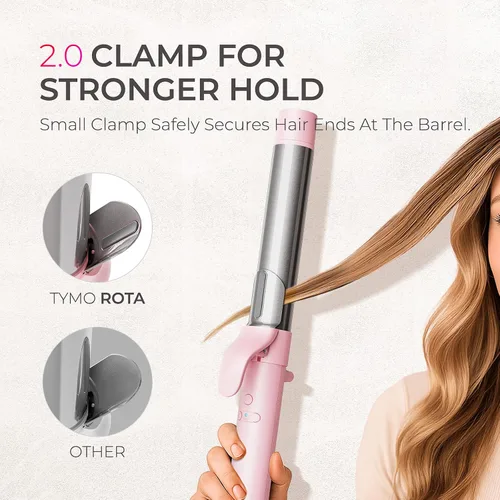 Vista 5 de Rizador automático giratorio para ondas de playa – TYMO Rizador de pelo para cabello largo, rizador de pelo de cerámica de barril extra largo