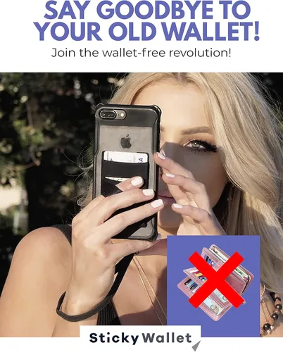 Vista 7 de LIFESTYLE DESIGNS The StickyWallet – Cartera de teléfono adhesivo de elastano premium para cualquier funda – Diseño único de doble bolsillo + correa