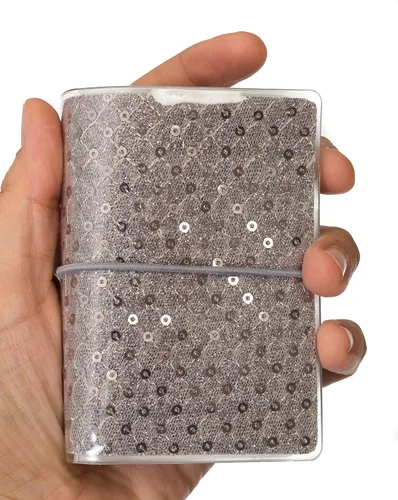 Vista 2 de Soporte para tarjetas de crédito para mujeres, soporte para cupones de tarjetas de fidelidad y organizador con 32 ranuras para tarjetas, lentejuelas