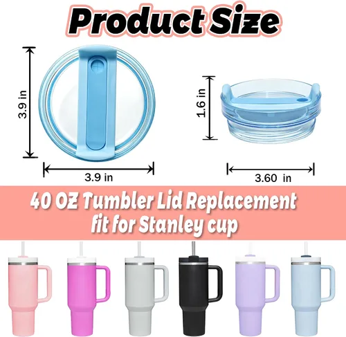 Vista 2 de Reemplazo de la tapa del vaso de 40 onzas compatible con la taza Paquete de 2 tapas de vaso transparentes sin BPA, accesorio superior de repuesto
