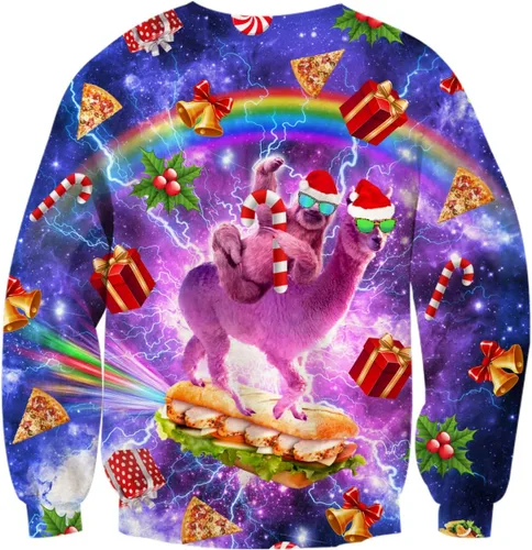 Vista 6 de AIDEAONE - Sudaderas unisex con estampado feo de navidad 3D, manga larga