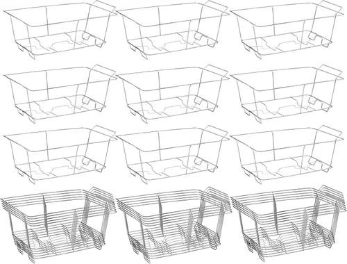 Vista 3 de MAXYGIFT Soporte para bandejas de buffet con rejilla de roce – (paquete de 3) Marco cromado reutilizable de tamaño completo para bandejas