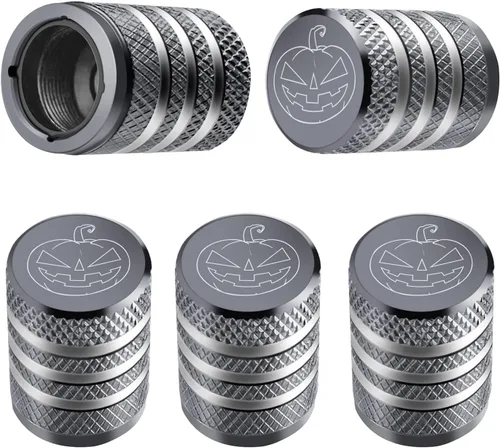 Vista 20 de Tapones para vástago de válvula de neumático, paquete de 5, tapa de aire de neumático N2, metal nitrógeno con forro de plástico, resistente a