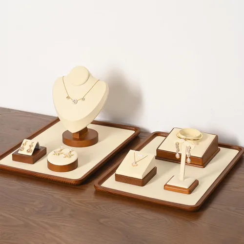 Vista 2 de Soporte de exhibición de madera maciza de la joyería del pendiente WSM02101
