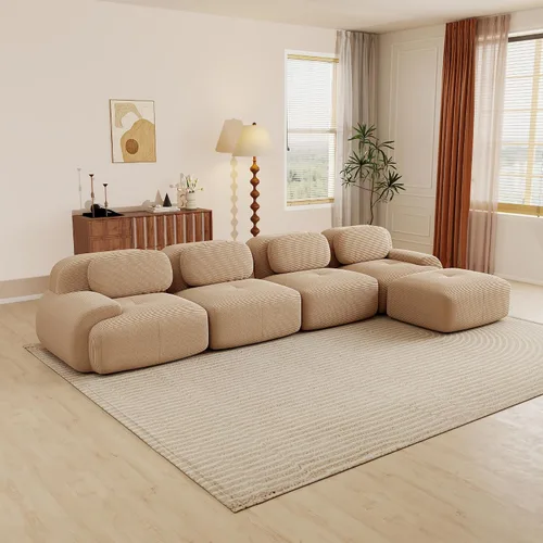 Vista 155 de Sofás seccional modular de 80" sin huesos modernos para sala de estar, juego de sofás comprimidos de 2 plazas con asiento profundo, sin necesidad