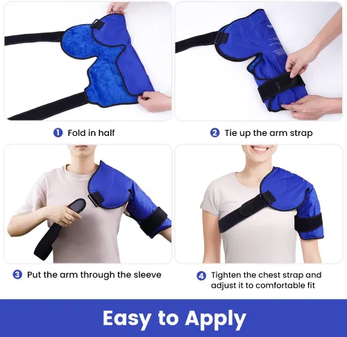 Vista 7 de NEWGO Manguito rotador de bolsa de hielo para hombro, reutilizable, terapia de frío, para aliviar el dolor, bolsa de hielo de gel para lesiones