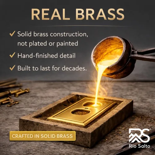 Vista 5 de Rio Salto BRASS Deco Collection - Placa de pared ciega de metal dorado de tamaño estándar, cubierta de salida resistente a la corrosión
