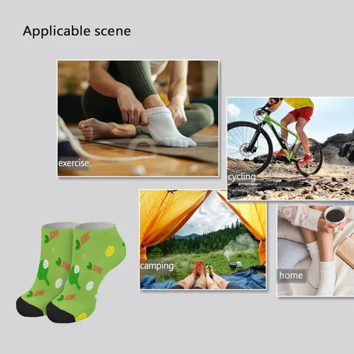 Vista 7 de devor Calcetines tobilleros para mujer, calcetines de algodón para mujer, calcetines de tobillo de moda, paquete de pickleball para niñas, Blanco