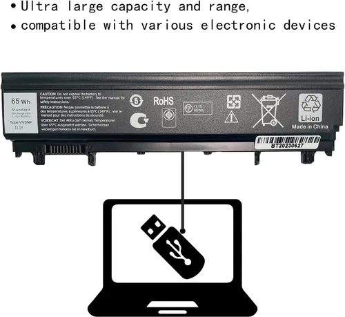 Vista 3 de Hubei VV0NF 0M7T5F 0K8HC 1N9C0 7W6K0 F49WX NVWGM CXF66 WGCW6 N5YH9 Reemplazo de batería para portátil Dell Latitude E5540 E5440 0M7T5F F49WX NVWGM
