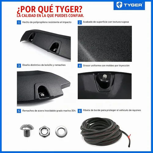 Vista 8 de Tyger Auto Fender Flare compatible con Dodge Ram 1500 2009-2018; 2019-2024 Classic (no compatible con R/T Rebel Warlock), estilo remachado de pernos