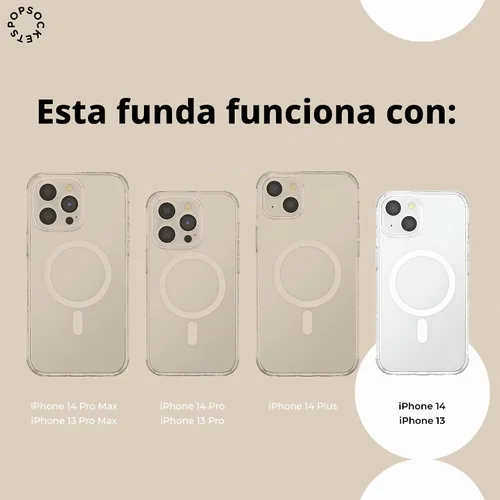 Vista 6 de PopSockets Funda para iPhone 13 con MagSafe, compatible con carga inalámbrica, transparente - iPhone 13 transparente