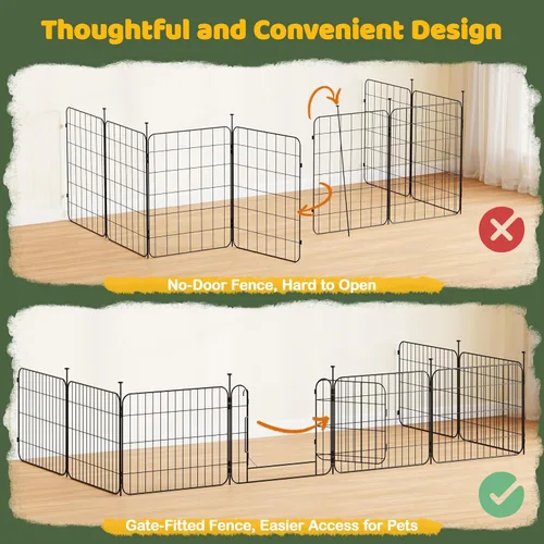 Vista 7 de Yaheetech Corralito expandible para perros, 8 paneles de 20 pulgadas con puerta para interiores y exteriores, cerca para mascotas para perros