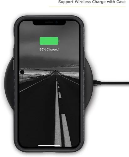 Vista 5 de Tasikar Compatible con iPhone 11, diseño de cuero de fibra de carbono con parachoques de TPU Premium Hybrid Case (negro)