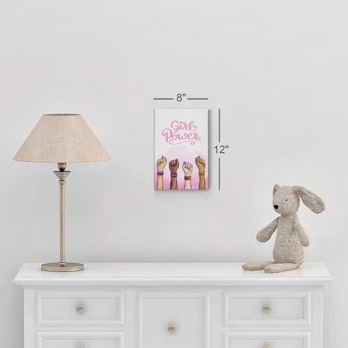 Vista 4 de Smile Art Design Girl Power Cita, Diversity Kids Gilrs, impresión de lienzo blanco y negro, decoración de la habitación de los niños, decoración