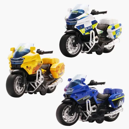Vista 8 de Juguetes de motocicleta de tracción hacia atrás, pequeño regalo con iluminación musical, motocicletas de policía de juguete para niños de 3, 4, 5