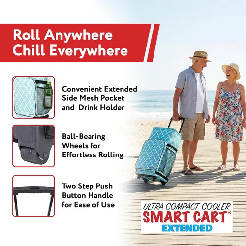 Vista 4 de dbest products - Nevera tipo carrito inteligente ultra compacta extendida, con aislamiento, con plataforma trasera, plegable, para barbacoa, playa