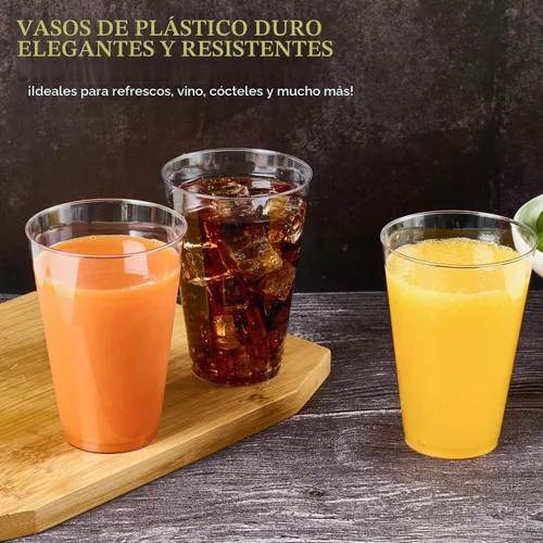 Vista 5 de FOCUSLINE - Paquete de 200 vasos de plástico transparente de 14 onzas, vasos desechables grandes para fiestas