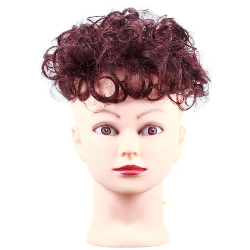 Vista 4 de Peluca de pelo corto y rizado con clip en base ahuecada para mujer, color negro y marrón