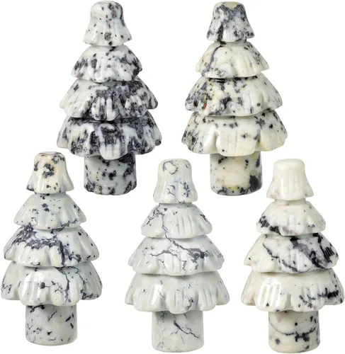 Vista 4 de Mini adorno de mesa de árbol de Navidad de mano de 2.56 pulgadas, decoración de escritorio para reiki de Navidad, cristal curativo Feng Shui, piedra