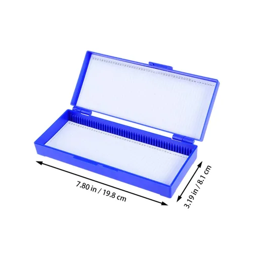 Vista 9 de SOLUSTRE Organizador de diapositivas para microscopio, tapa de caja de almacenamiento de 50 piezas, fácil de limpiar, azul marino para patología