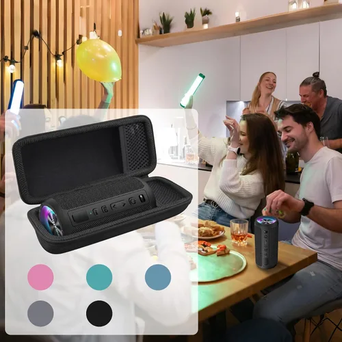 Vista 8 de khanka Estuche rígido de viaje para altavoz Bluetooth portátil Ortizan IPX7 Negro