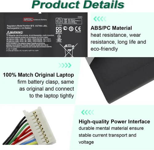 Vista 4 de 43Wh NP03XL 761230-005 Batería para HP Envy X360 15-U011DX 15-U010DX 15-U110DX 15T-U100 15T-U200 15T-U300 15-U111DX 15-U4-U4 83CL 100C 5-U493CL