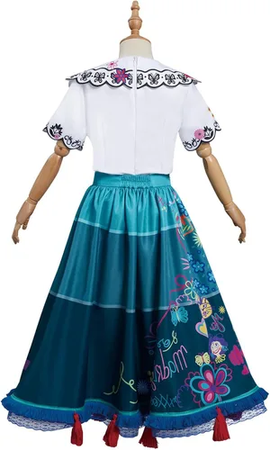 Vista 4 de Weholmy Kids Girls Mirabel Dress Floral Embroidery Full Set Cosplay Costume with Glasses for Child