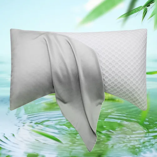 Vista 9 de Funda de almohada curvada para dormir de lado refrescante, tamaño Queen, 1 paquete de 20 x 30 pulgadas, color azul aguamarina Rayon Derived from