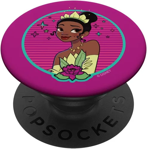 Vista 6 de Disney Princess Tiana 80s Glamour Portrait Pink PopSockets MagSafe PopGrip para iPhone