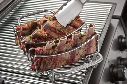 Vista 4 de Broil King Soporte para costillas y asado de acero inoxidable 62602