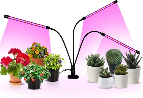 Vista 8 de iPower Luz LED de crecimiento con espectro completo para plantas de interior, cuello de cisne ajustable, 5 niveles regulables, 3 modos de Blanco