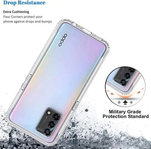 Vista 7 de CHP2365 Funda para teléfono para Oppo A95 4G, con protector de pantalla de vidrio templado, carcasa protectora de cuerpo completo transparente