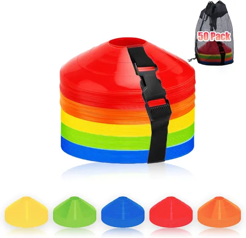 Vista 8 de Ashsajkd Juego de 25/50/100 conos de fútbol de agilidad con bolsa de transporte y para conos de fútbol para entrenamiento, fútbol, baloncesto