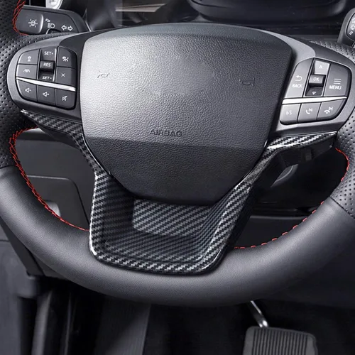 Vista 7 de RUIHE 2 fundas de volante de fibra de carbono para Ford Explorer 2020 2021 2022 2023 2024 2025