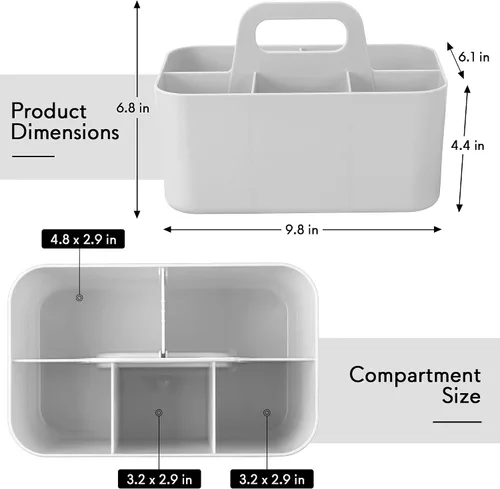Vista 3 de Tiawudi Paquete de 2 Organizadores Caddy con Asa, Caddy de Plástico Portátil, Organización de Almacenamiento para Limpieza, Baño, Maquillaje, Arte