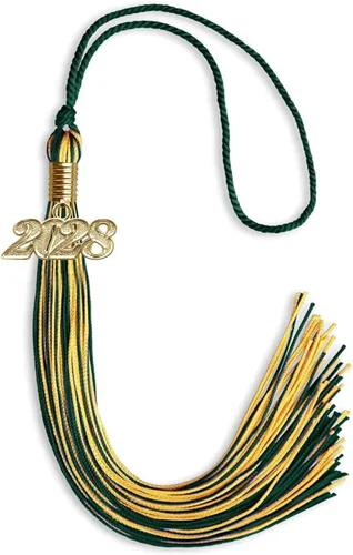 Vista 28 de Endea Graduation - Borla de doble color mixto con fecha dorada (negro/dorado antiguo, 2021)