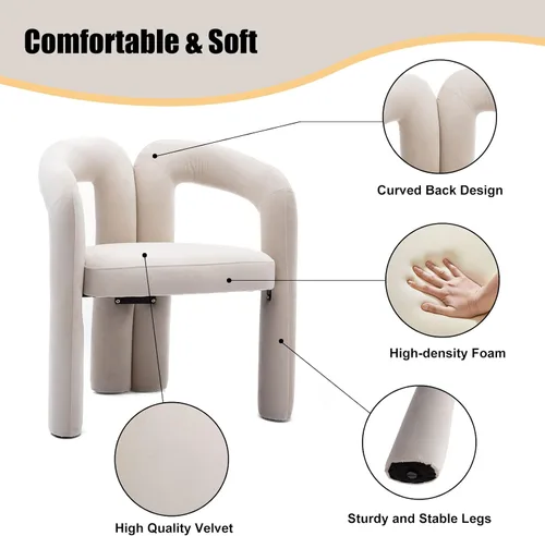 Vista 5 de Modernas sillas de comedor de terciopelo tapizadas, con respaldo curvado, cómoda silla auxiliar para cocina, comedor, sala de estar