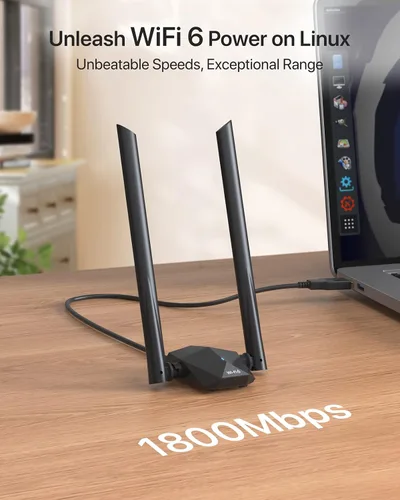 Vista 2 de BrosTrend AX1800 USB WiFi 6 Linux, adaptador WiFi compatible con Linux para PC, Raspberry Pi 2+, soporta Ubuntu, menta, Debian, Kubuntu, Mate