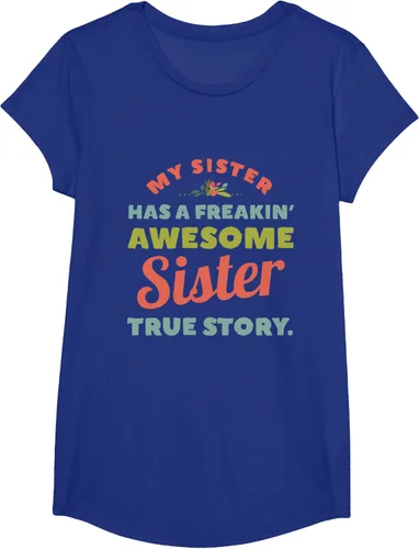 Vista 27 de Camiseta My Sister Has A Freakin Awesome Sister True Story, Negro, S
