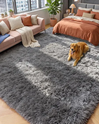 Vista 16 de Alfombras grises pequeñas para dormitorio, 2 x 4 pies, alfombras de pasillo lavables de felpa para pasillo 2- Gris