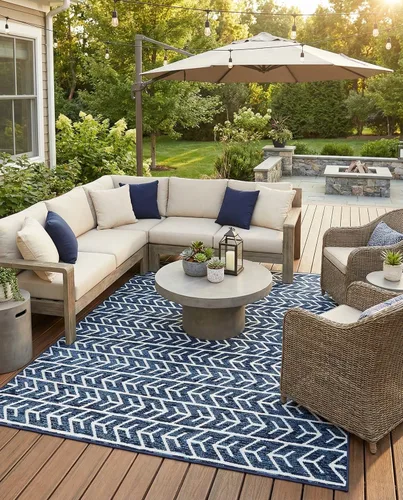 Vista 23 de Rugs.com Sabrina Soto Outdoor Collection Alfombra – 2 x 6 pies alfombra de tejido plano de pasillo beige perfecta para pasillos y entradas