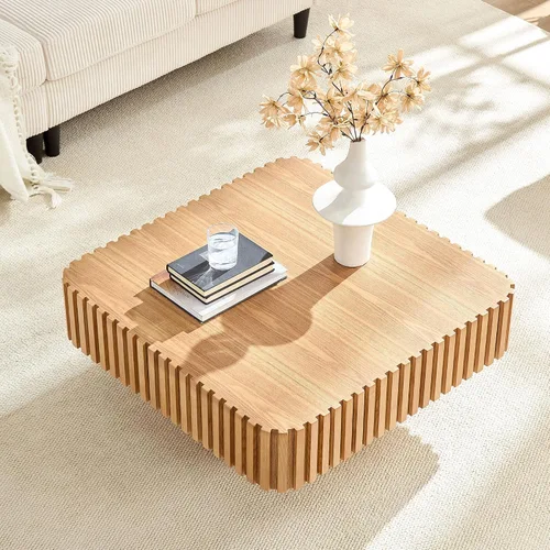 Vista 14 de Mesa de Centro con Tapa Elevable Mesas de Centro Cuadradas para Muebles de Sala de Estar Acanalada Pequeña con Gran Centro de Almacenamiento Oculto