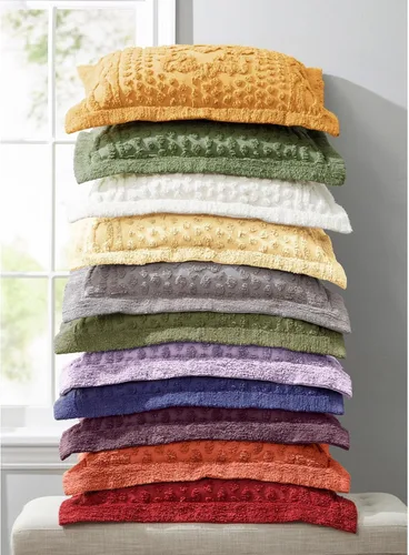 Vista 3 de BrylaneHome 100% Cotton Georgia Chenille Shams - Standard, Emerald Green