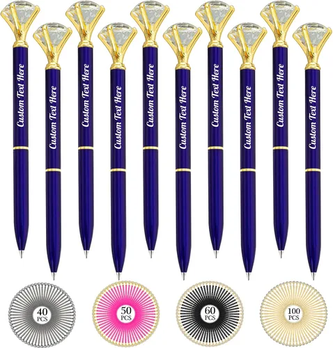 Vista 13 de Aolun 10 bolígrafos de diamantes con cristal personalizados a granel, bolígrafo de metal personalizado con nombre grabado, regalos de texto